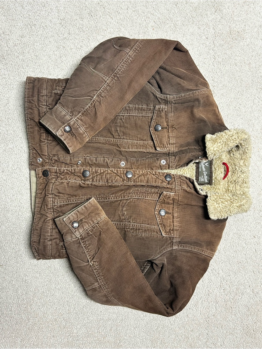 GAP Brown Corduroy Jacket with Cream Sherpa Lining
